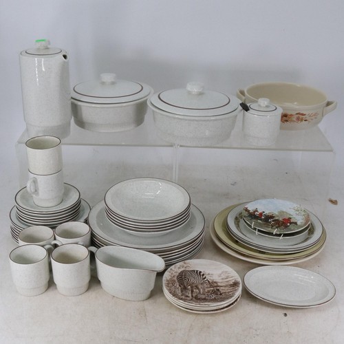 221 - A collection of Poole Pottery dinnerware and a pair of decorative plates.