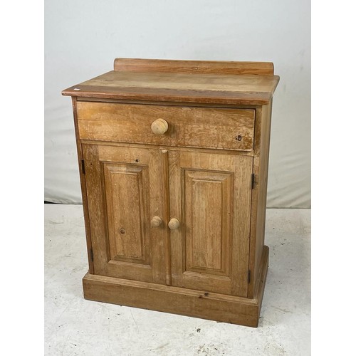 81 - Pine small cupboard with single drawer, approx . 67cm w x 42cm d x 87cm tall