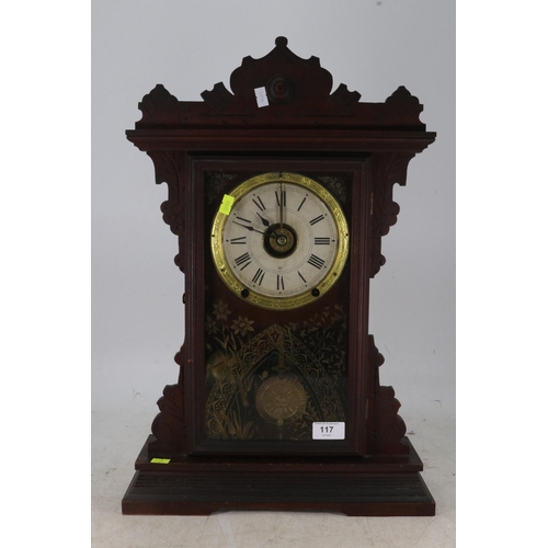 117 - Gingerbread carved mantle clock