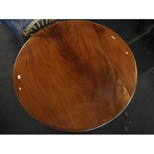 144 - Mahogany circular tilt top breakfast table measures approx. 47'' dia x 29'' H