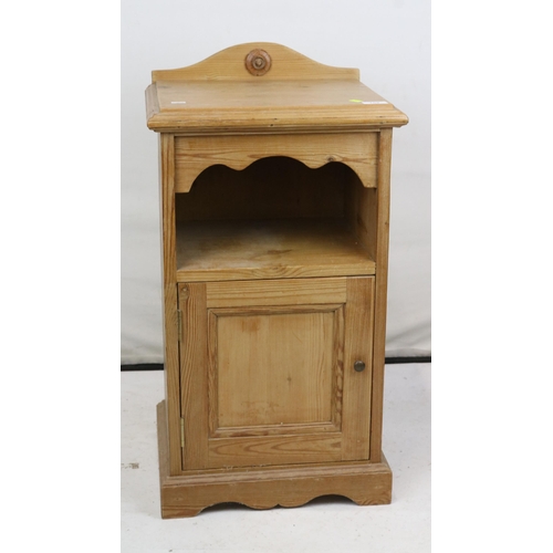 152 - Pine bedside cupboard with open bookshelf above