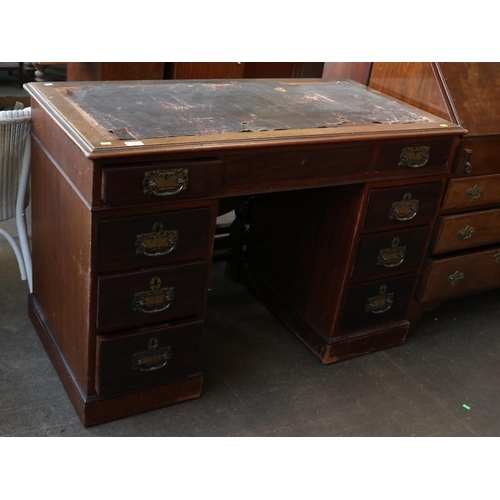 84 - Antique Pedestal desk 114cms wide x 58cm deep x 77cm tall