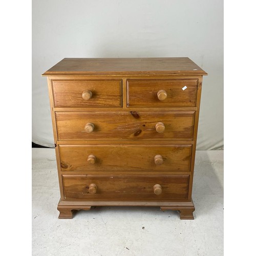 142 - Pine chest of drawers 2 over 3 drawers approx. 81cms w x 45cm d x 87cm tall