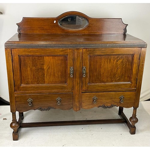 167 - Oak sideboard with raised back approx. 125cm w x 47cm deep x 117cm