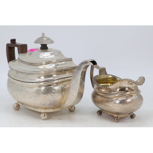 5 - Silver hallmarked teapot and matching jug weight approx. 700g