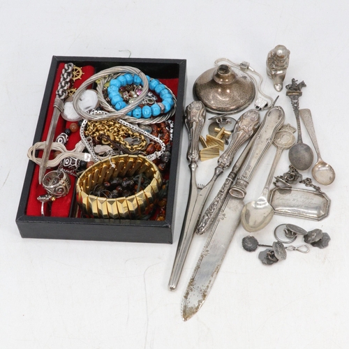 31 - Selection of curio items to include silver items and costume Jewellery