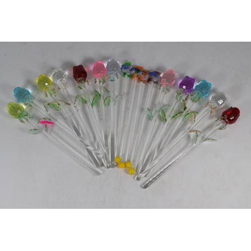 39 - Selection of decorative glass stirrers