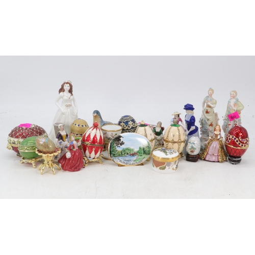 42 - Limoges duck trinket pot, Miniature figurines, decorative eggs etc