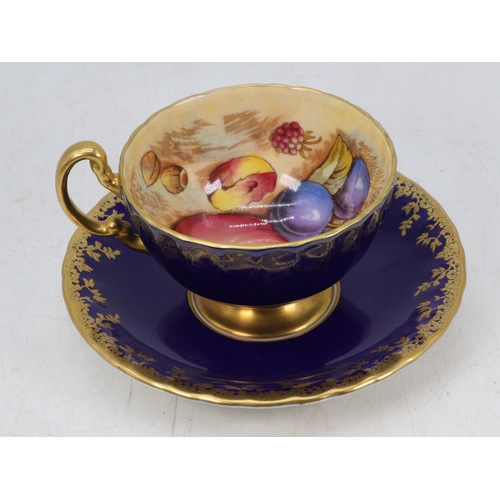 47 - Aynsley cup and saucer, decorated fruit