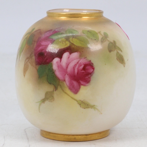 57 - Royal Worcester hand painted and gilded small vase (measures approx. 8cm)