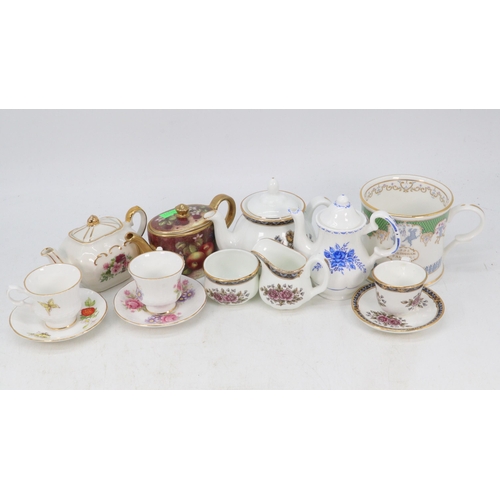 59 - Falcon ware miniature Childs tea for one set, together with other individual cups and saucers, teapo... 