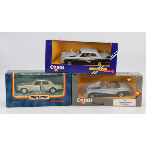 225 - Matchbox Superkings K161 Rolls-Royce, Corgi C814/1 and C279/1 Rolls Royce Silver Dawn and Corniche