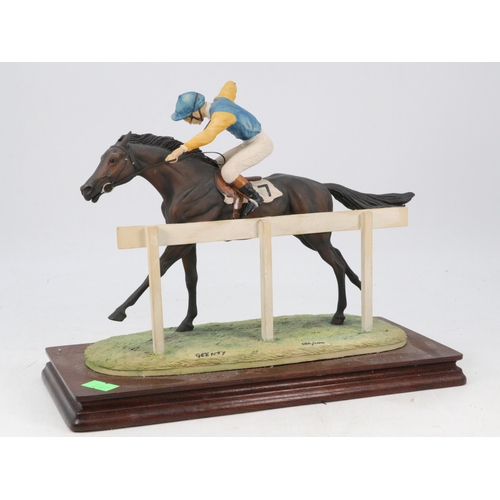 246 - Border Fine Arts, Racehorse sculpture by David Geentey (examine, chip to one hand) together with Cot... 