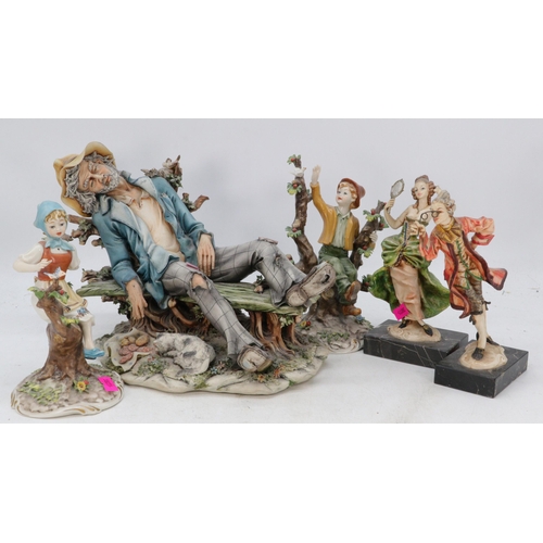 302 - Capodimonte tramp together with four similar figures