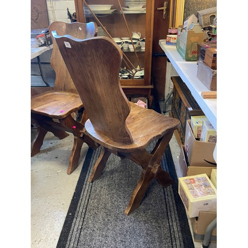 326 - Pair of oak Dutch medieval style chairs