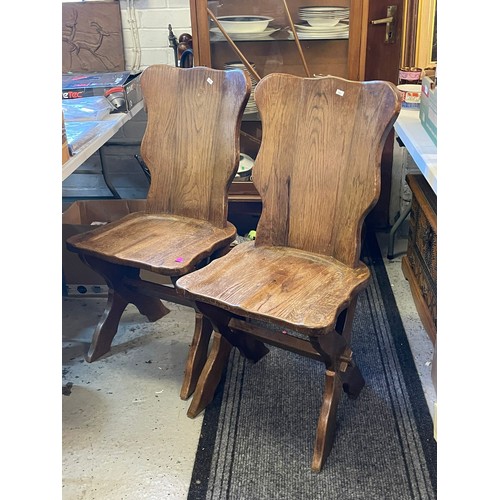 326 - Pair of oak Dutch medieval style chairs