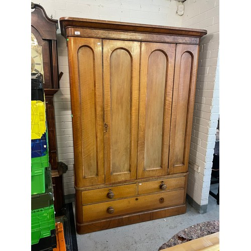 351 - Antique 19th Century wardrobe on drawer base, measures approx. top plinth 136cm w x 55cm d x 203cm h