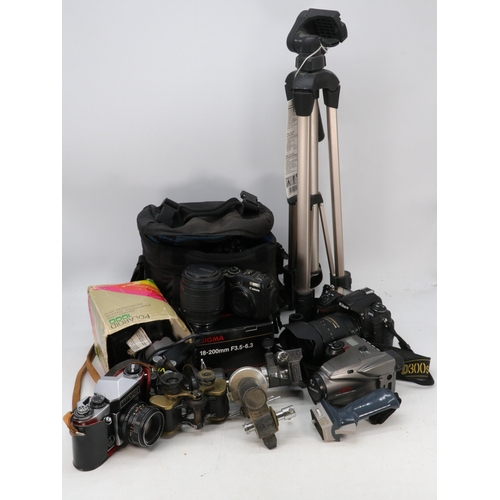 469 - Large assortment of Cameras and accessories, including a Nikon D300 with 18-200mm lens, Other kodak ... 