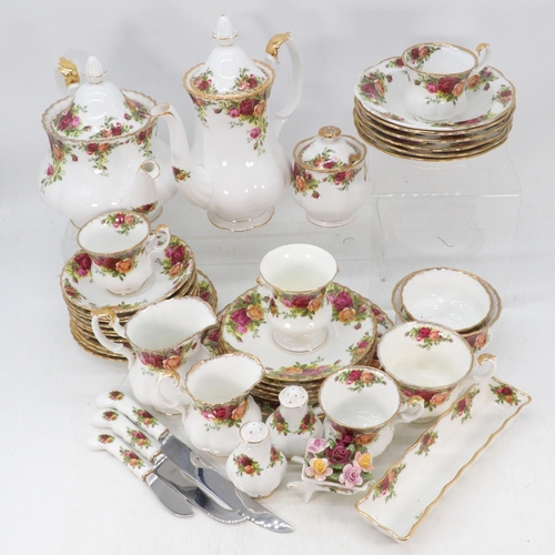 472 - Large selection of Royal Albert country roses dinner, tea ware.