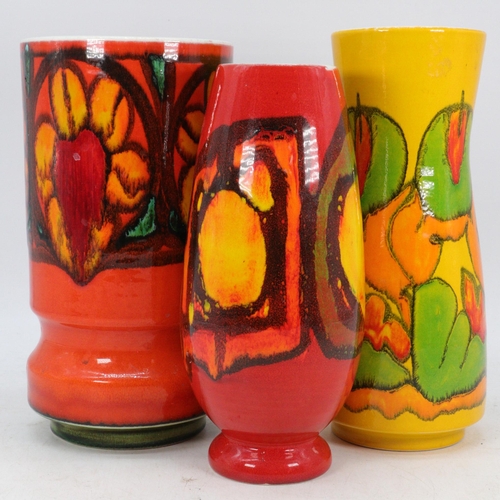 485 - Three Poole pottery delphis vases, tallest 24cms