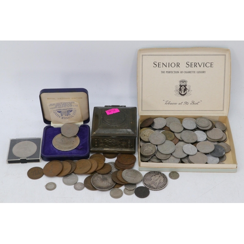 193 - 1900 Silver Victorian crown, US crown other silver coins together with foreign etc