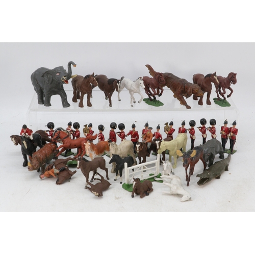 234 - Selection of Hollowcast Soldiers Britains? Hollowcast animals to include Elephant, and plastic simil... 