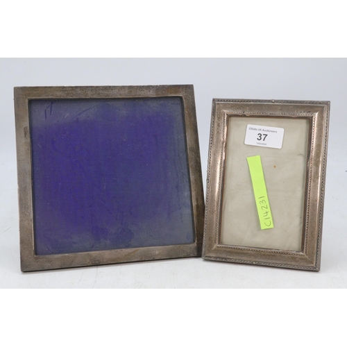 37 - Two silver photo frames (measure approx. 12 x 17cm and 20x20cm)