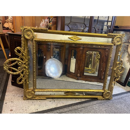 426 - Pair of gilt framed wall mirrors, highly decorative with mirror panels to the edges and centre bevel... 