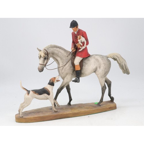 246 - Border Fine Arts, Racehorse sculpture by David Geentey (examine, chip to one hand) together with Cot... 