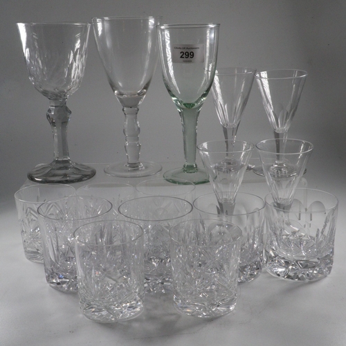 299 - Selection of glassware to include Five Edinburgh Crystal small tumblers, Four other tumblers, goblet... 