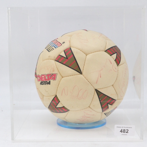 482 - 1990 Mitre World Cup football, signed by many of the England squad including Lineker, Adams and many... 