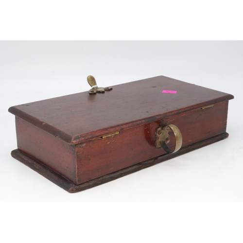 97 - Antique mahogany counter top Cigar box with glass lettered front.