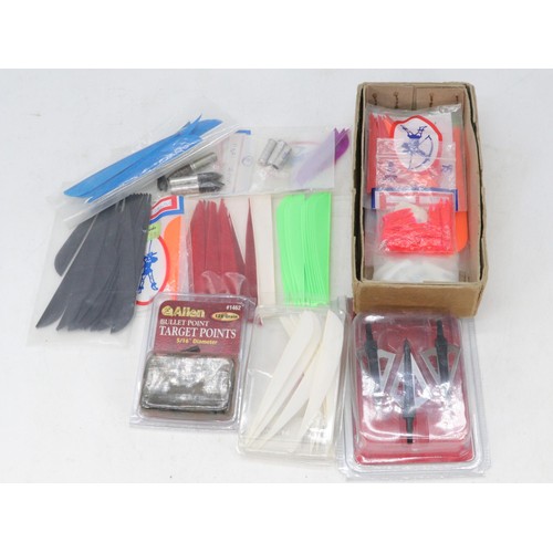 376 - Gotz and an Ashton Drake dolls boxed together with a quantity of Fletching items, arrow heads and ac... 