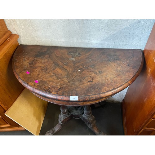 44 - Victorian walnut fold over card table