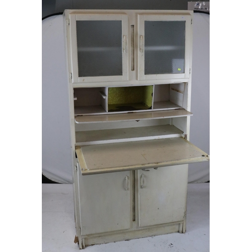 53 - Vintage white painted, free standing, kitchen unit. Measures approx. 91w x 41d x 181cmh. Inspect.