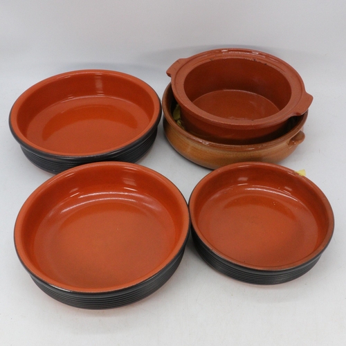 59 - Quantity of terracotta kitchen items, dishes, Tagine assorted