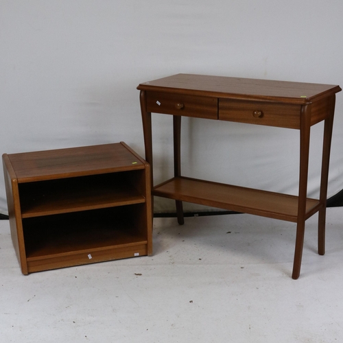 66 - Mid-Century style console table fitted two drawers and a media unit.