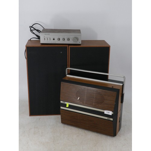 139 - A Wharfdale 1001 Multiplex reciever, Suruga tape deck, tuner and clock, boxed Realistic Stereo Disco... 