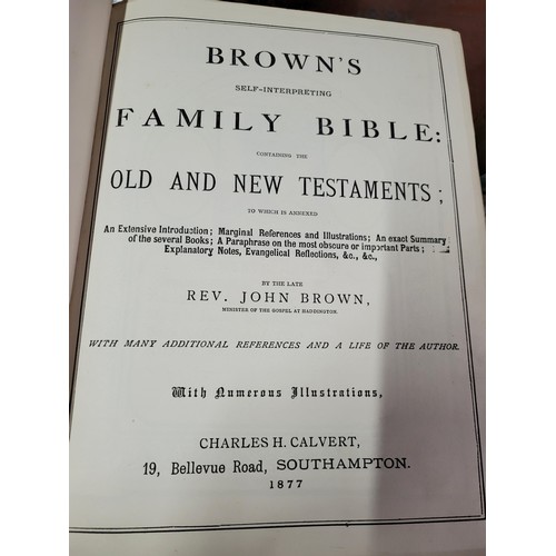 153 - Antique holy bible with brass clasps together with the Christians family bible printed by Alex Hogg