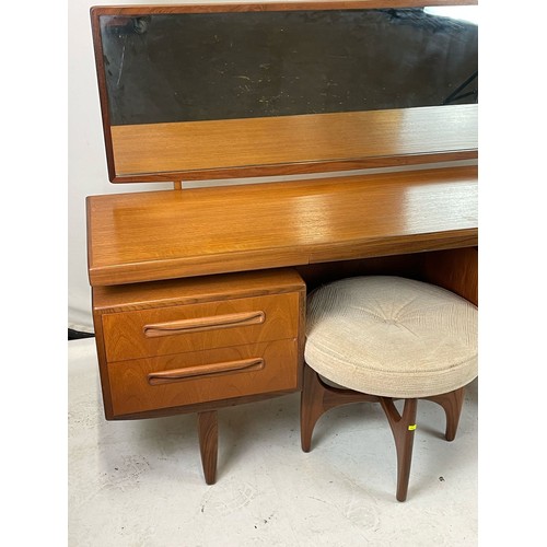 193 - G-Plan Fresco dressing table with floating shelf and original stool. 153w x 46d x 120cmh