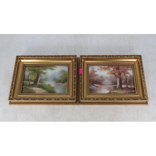 198 - Two Large framed oils on canvas by Cafiera and two smaller examples