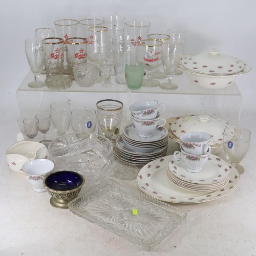 208 - Quantity of assorted tea and dinnerware and a carton of cut glass, vintage ceramics, vintage teas ma... 