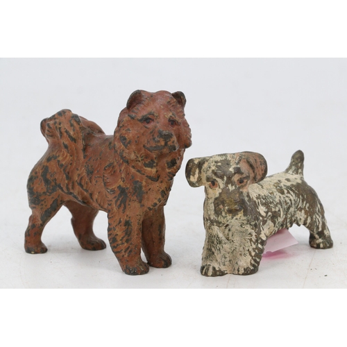 51 - Two cold painted bronze dogs (largest approx. height 6cm tall)