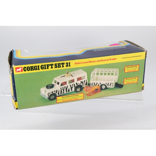 87 - Corgi gift set 31 - Safari Land rover and animal trailer