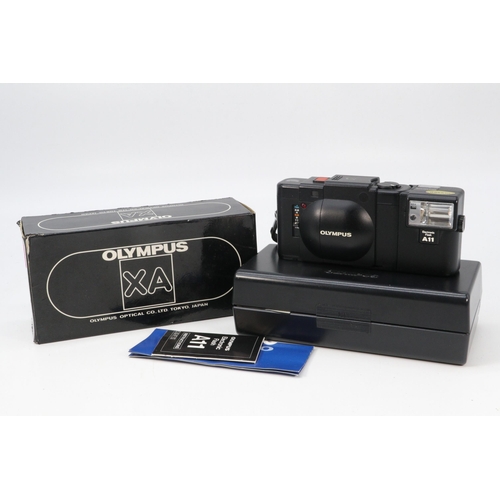 110 - Olympus XA camera together with A11 flash in original box