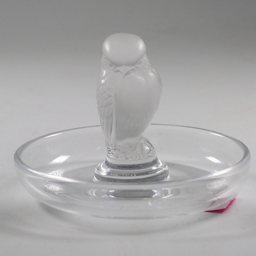 163 - Lalique glass Owl pin dish