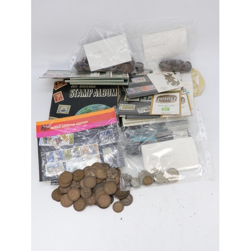 251 - Large selection of antique and later coins, copper pennies, first day covers and some presentation p... 