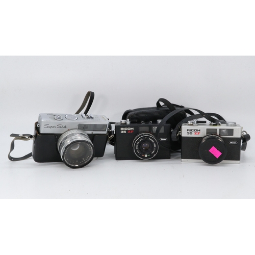 274 - Ricoh Supershot camera together with a 35ZF, and 35ZF in black