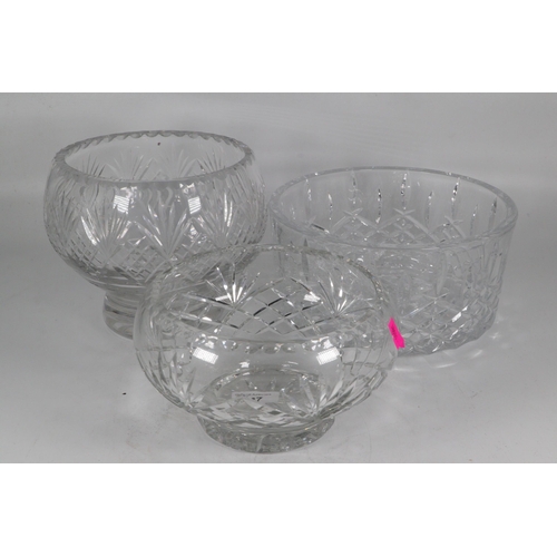 297 - Marquis by Waterford boxed glass fruit bowl together with another two cut glass bowls