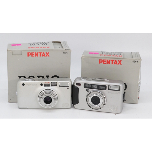 350 - A Pentax ESPIO 105 SW camera together with a Pentax ESPIO 120MI camera both with original boxes (unt... 